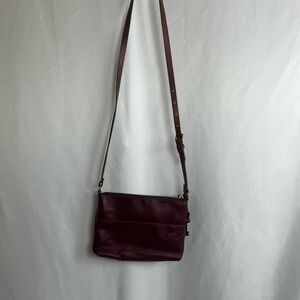 Fossil Leather Crossbody Bag in Deep Burgundy